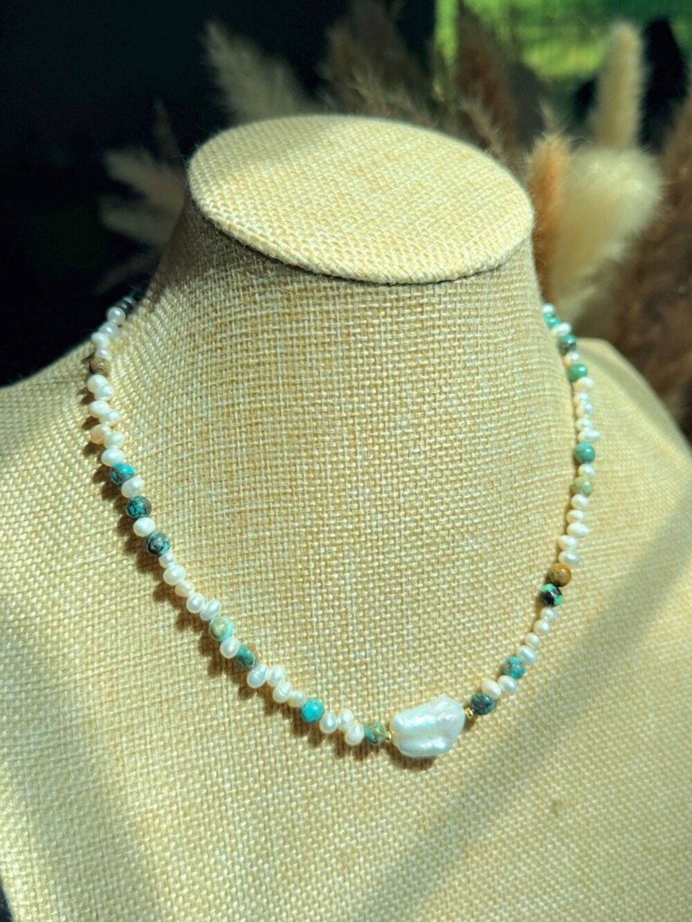 Water Meets Earth | Baroque Pearl & Hubei Turquoise Necklace